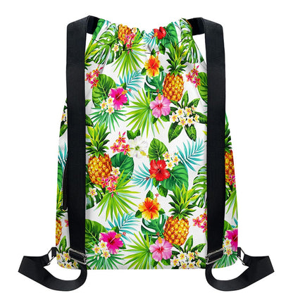 Tropical Aloha Pineapple Pattern Print Drawstring Backpack