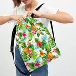 Tropical Aloha Pineapple Pattern Print Drawstring Backpack