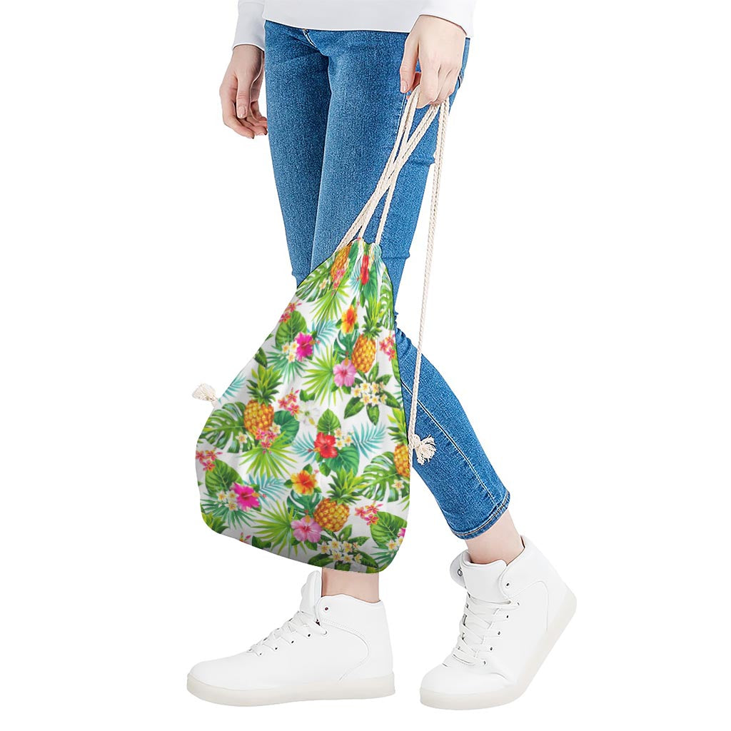 Tropical Aloha Pineapple Pattern Print Drawstring Bag