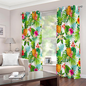 Tropical Aloha Pineapple Pattern Print Extra Wide Grommet Curtains