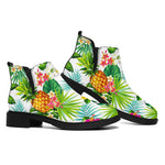 Tropical Aloha Pineapple Pattern Print Flat Ankle Boots