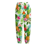Tropical Aloha Pineapple Pattern Print Fleece Lined Knit Pants