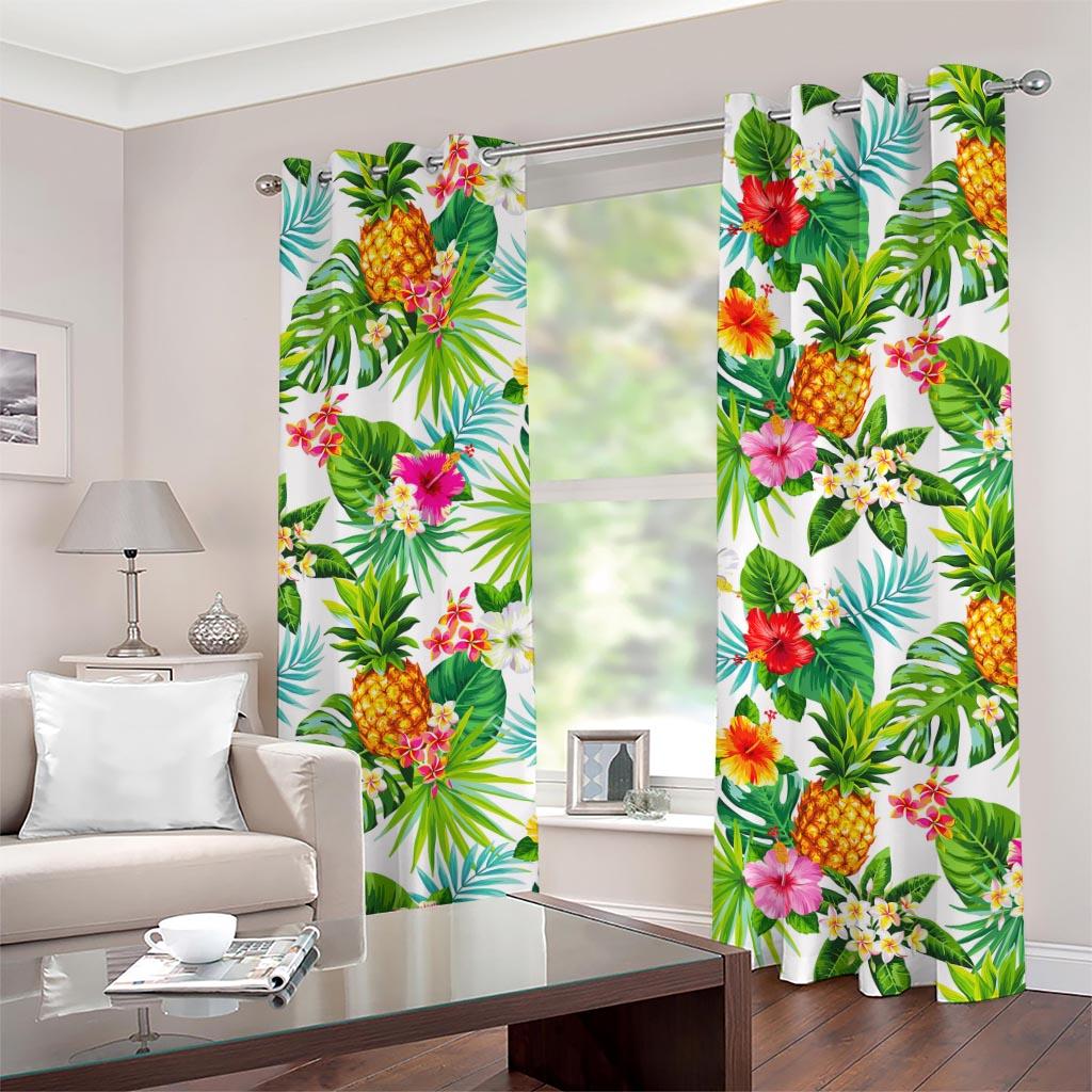 Tropical Aloha Pineapple Pattern Print Grommet Curtains