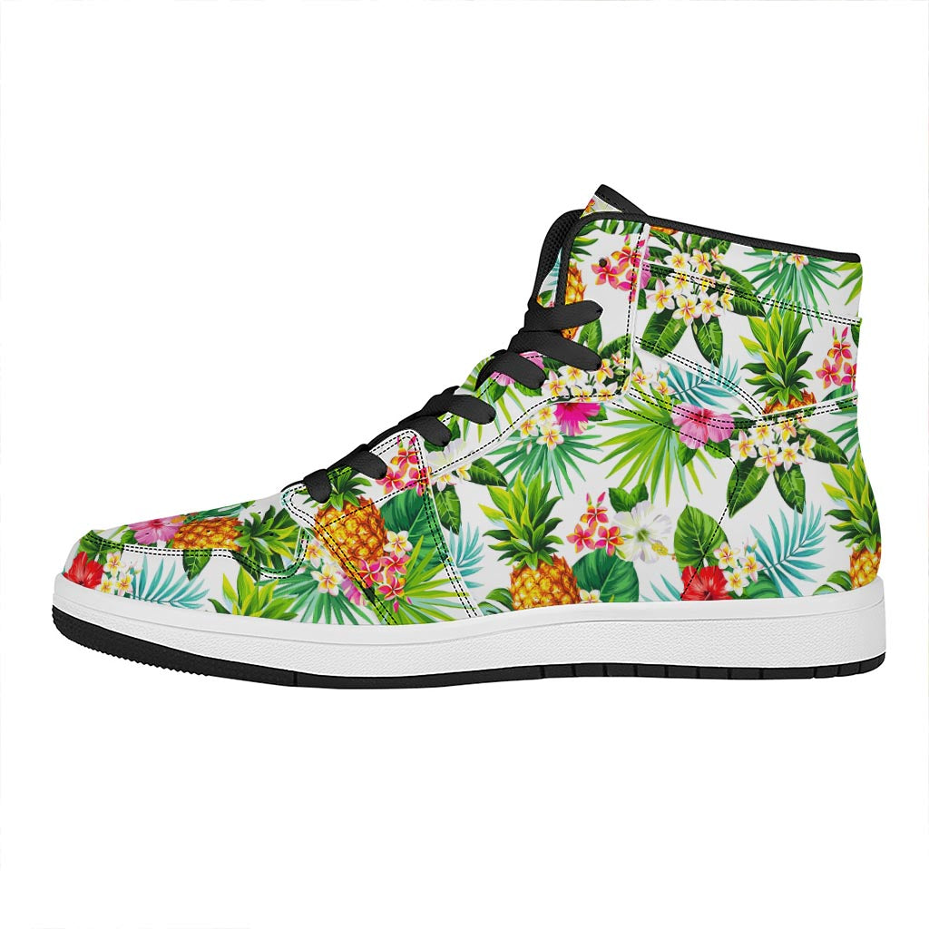 Tropical Aloha Pineapple Pattern Print High Top Leather Sneakers