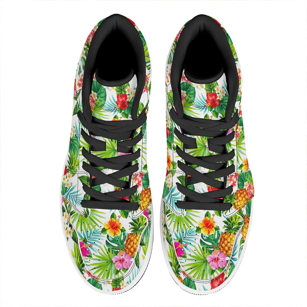 Tropical Aloha Pineapple Pattern Print High Top Leather Sneakers