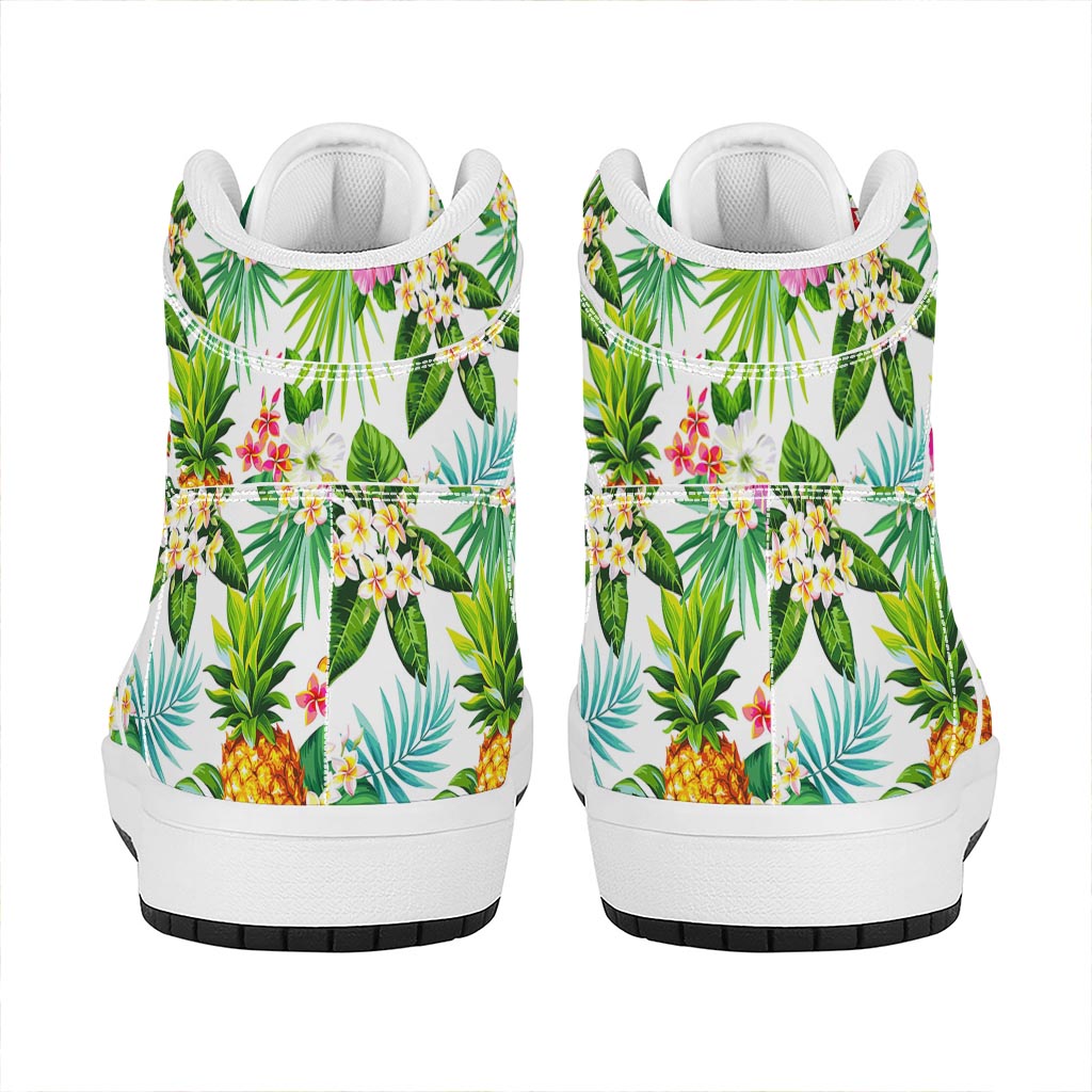 Tropical Aloha Pineapple Pattern Print High Top Leather Sneakers