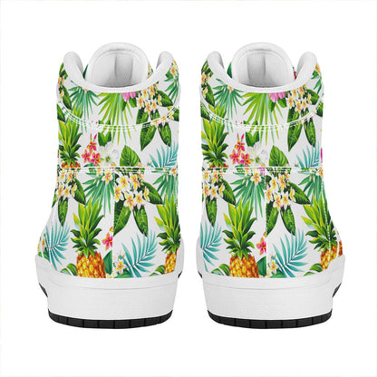 Tropical Aloha Pineapple Pattern Print High Top Leather Sneakers