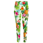 Tropical Aloha Pineapple Pattern Print High-Waisted Pocket Leggings