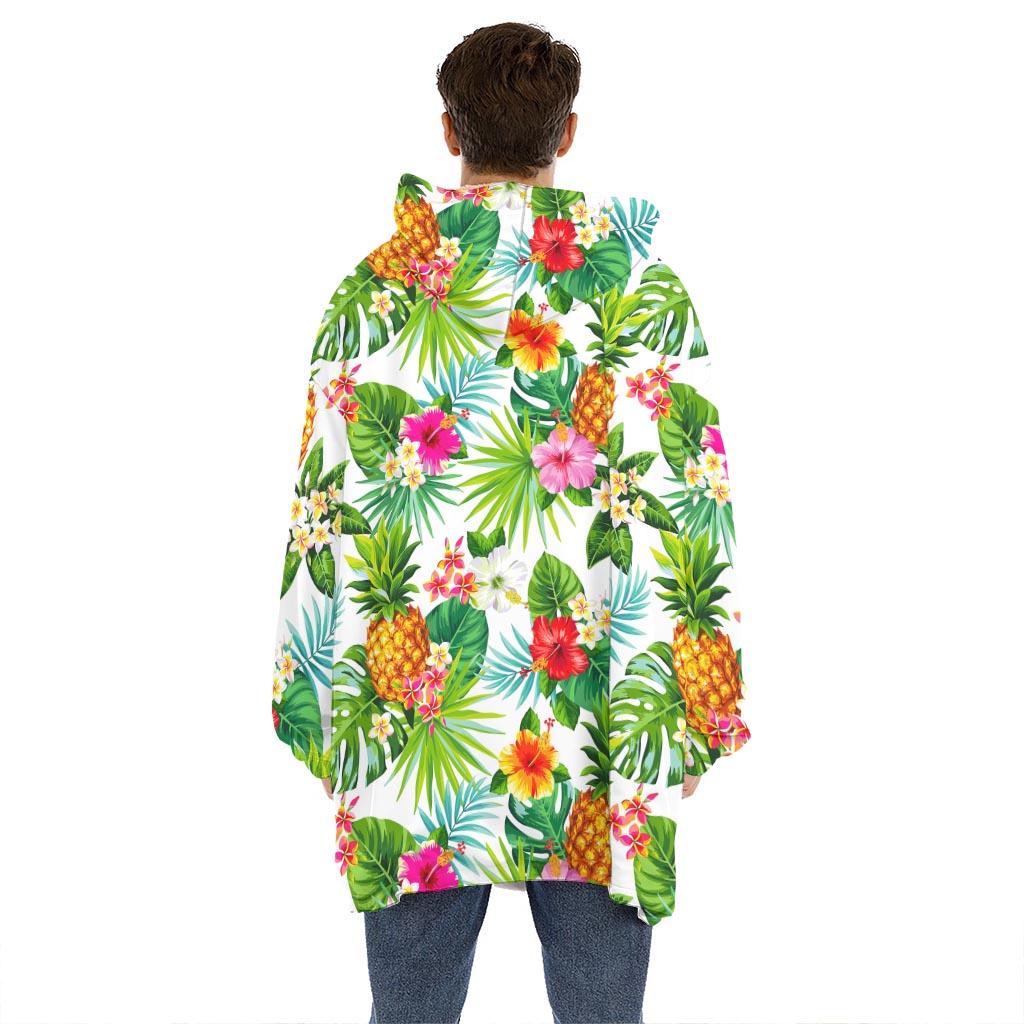 Tropical Aloha Pineapple Pattern Print Hoodie Blanket