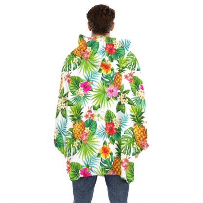 Tropical Aloha Pineapple Pattern Print Hoodie Blanket