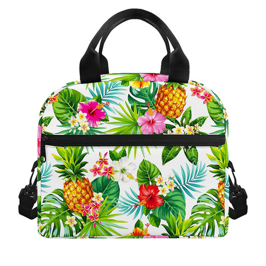 Tropical Aloha Pineapple Pattern Print Insulated Lunch Bag