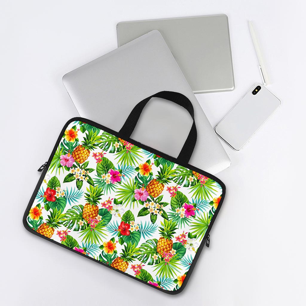 Tropical Aloha Pineapple Pattern Print Laptop Sleeve With Handle