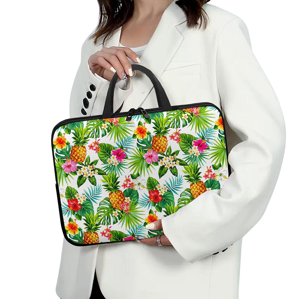 Tropical Aloha Pineapple Pattern Print Laptop Sleeve With Handle