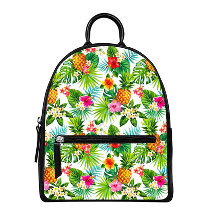 Tropical Aloha Pineapple Pattern Print Leather Backpack