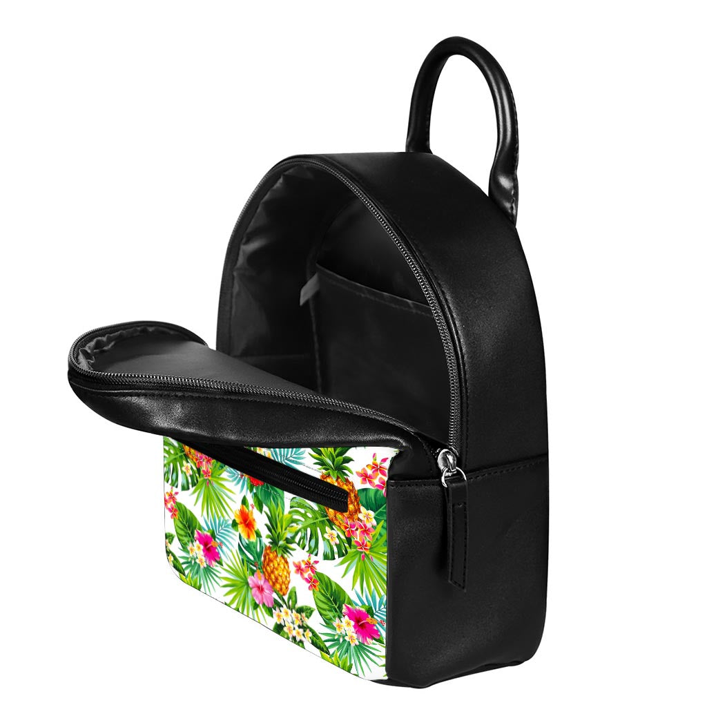 Tropical Aloha Pineapple Pattern Print Leather Backpack