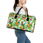 Tropical Aloha Pineapple Pattern Print Leather Duffle Bag