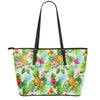 Tropical Aloha Pineapple Pattern Print Leather Tote Bag