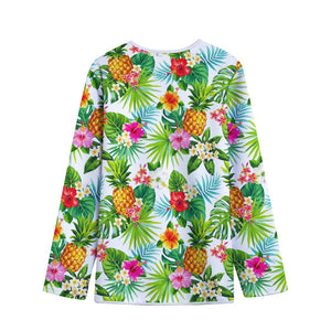 Tropical Aloha Pineapple Pattern Print Long Sleeve Short Coat