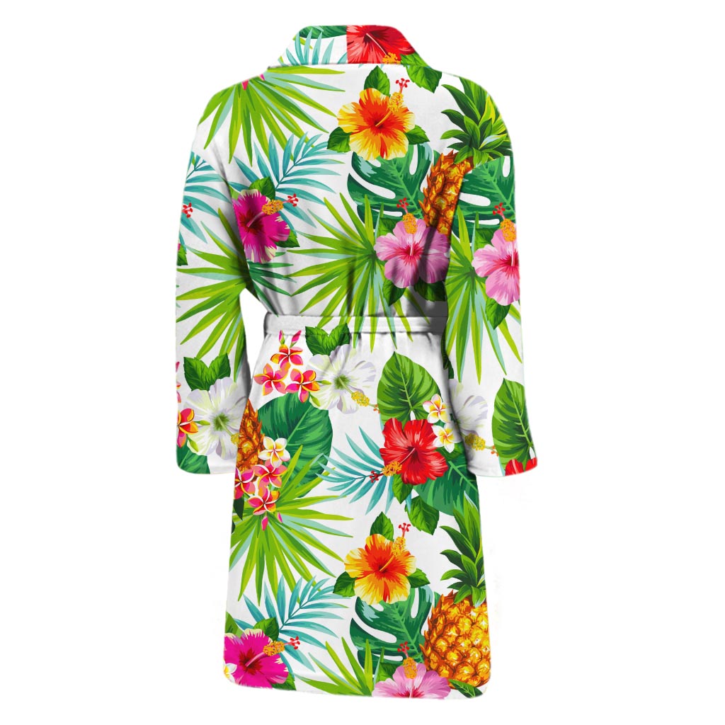 Tropical Aloha Pineapple Pattern Print Men's Bathrobe