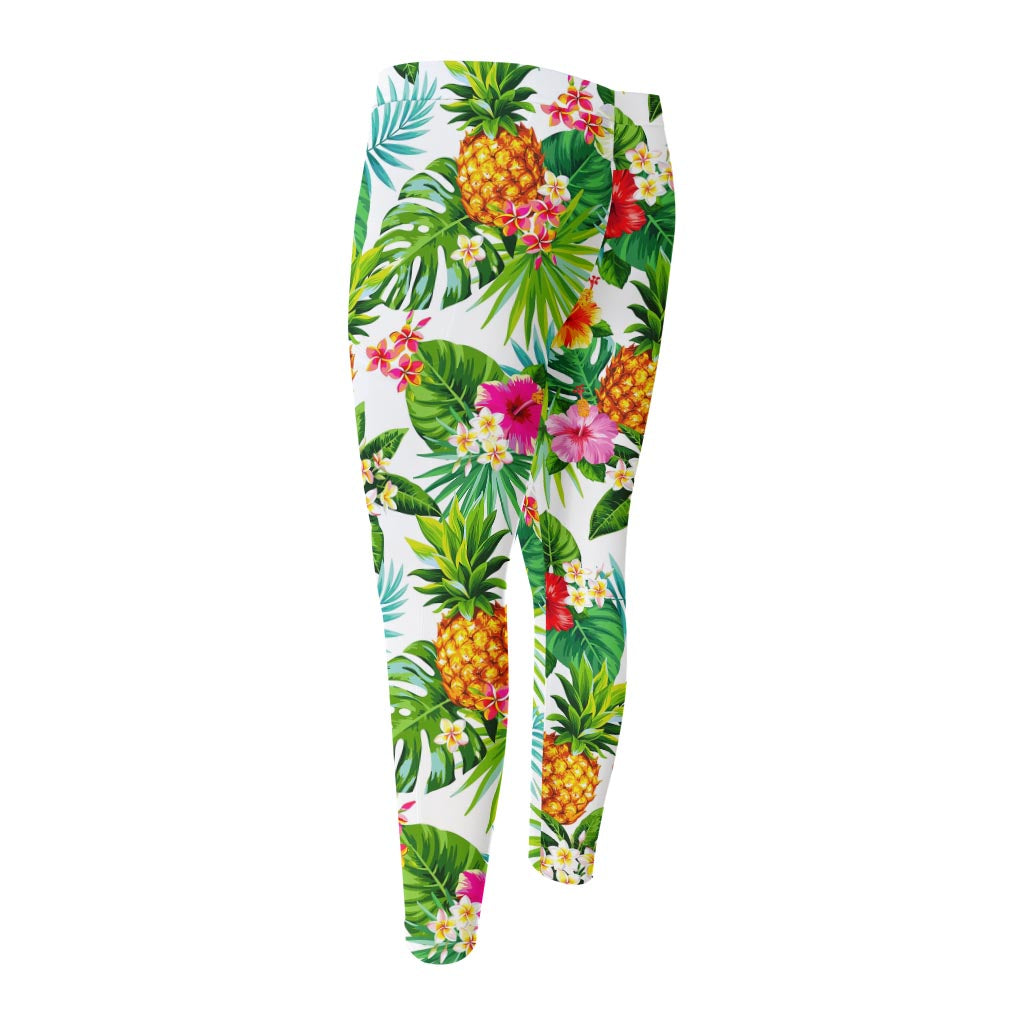 Tropical Aloha Pineapple Pattern Print Men's Compression Pants