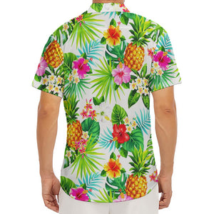 Tropical Aloha Pineapple Pattern Print Men's Deep V-Neck Shirt