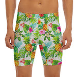Tropical Aloha Pineapple Pattern Print Men's Long Boxer Briefs