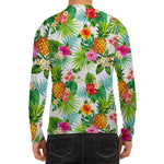 Tropical Aloha Pineapple Pattern Print Men's Long Sleeve Rash Guard