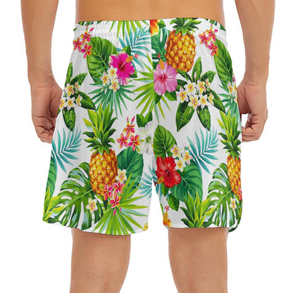 Tropical Aloha Pineapple Pattern Print Men's Split Running Shorts