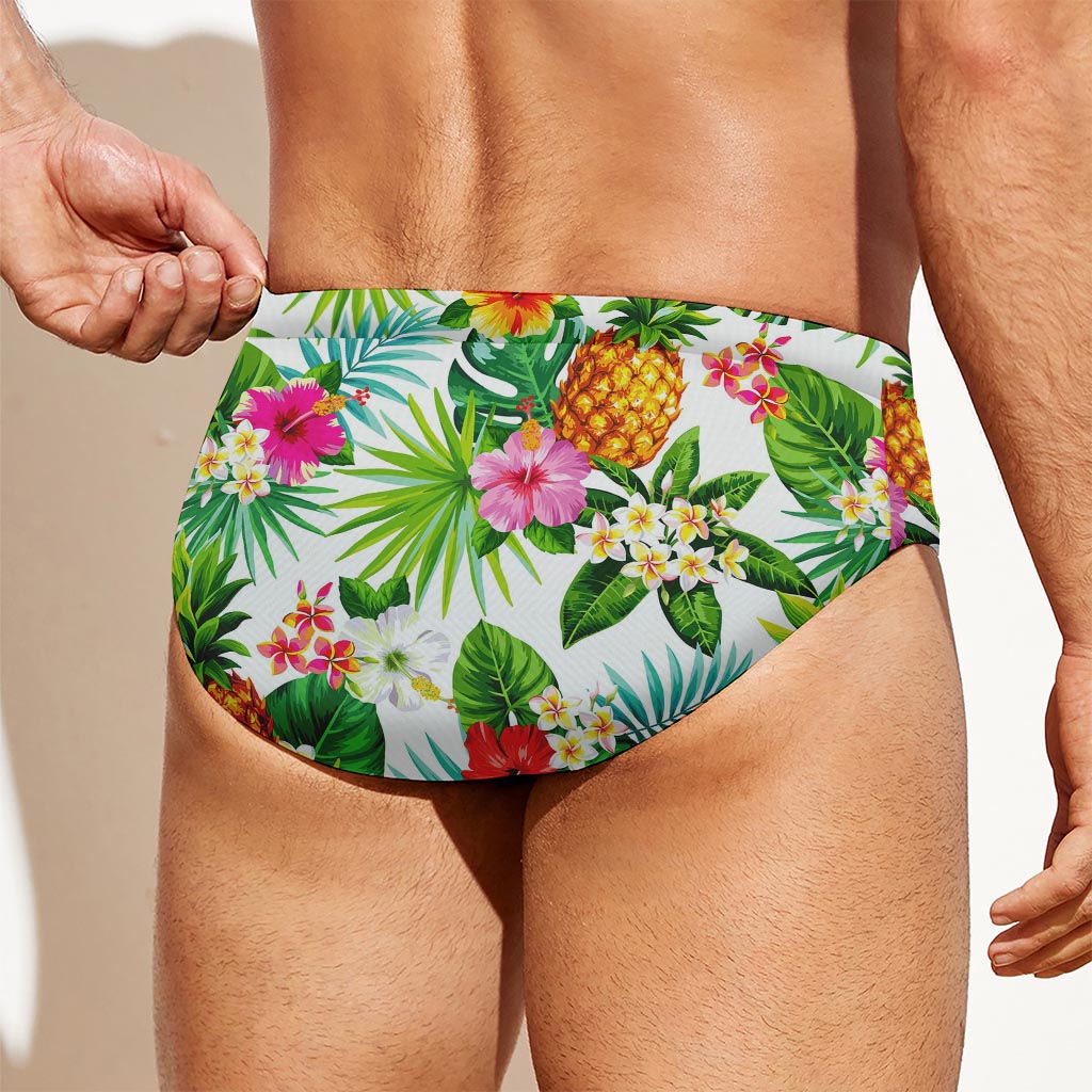 Tropical Aloha Pineapple Pattern Print Men's Swim Briefs