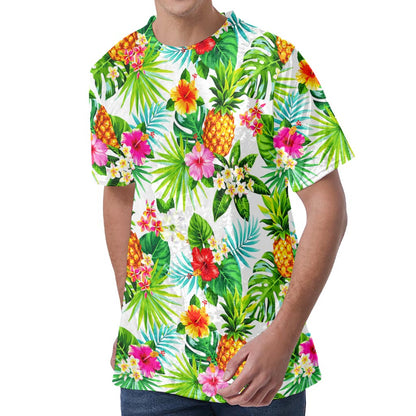 Tropical Aloha Pineapple Pattern Print Men's Velvet T-Shirt