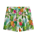 Tropical Aloha Pineapple Pattern Print Mesh Shorts