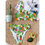 Tropical Aloha Pineapple Pattern Print One Shoulder Bikini Top