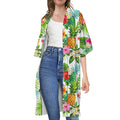 Tropical Aloha Pineapple Pattern Print Open Front Beach Cover Up
