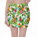 Tropical Aloha Pineapple Pattern Print Pencil Mini Skirt