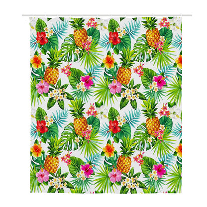 Tropical Aloha Pineapple Pattern Print Polyester Shower Curtain