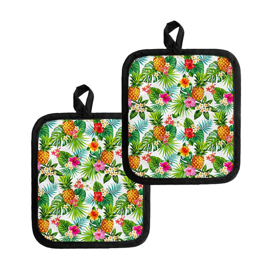 Tropical Aloha Pineapple Pattern Print Pot Holders
