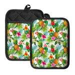 Tropical Aloha Pineapple Pattern Print Pot Holders With Pocket