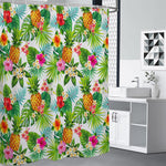 Tropical Aloha Pineapple Pattern Print Premium Shower Curtain