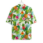 Tropical Aloha Pineapple Pattern Print Rayon Hawaiian Shirt