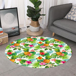 Tropical Aloha Pineapple Pattern Print Round Rug