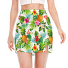 Tropical Aloha Pineapple Pattern Print Side Slit Mini Skirt