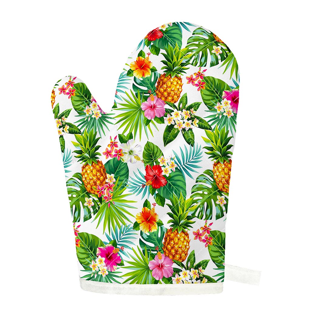 Tropical Aloha Pineapple Pattern Print Single Oven Mitt