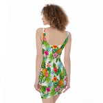 Tropical Aloha Pineapple Pattern Print Sleeveless Bodycon Dress