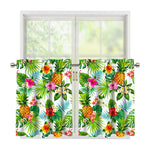Tropical Aloha Pineapple Pattern Print Tier Curtains