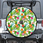 Tropical Aloha Pineapple Pattern Print Tire Cover With Camera Hole