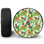 Tropical Aloha Pineapple Pattern Print Tire Cover With Camera Hole
