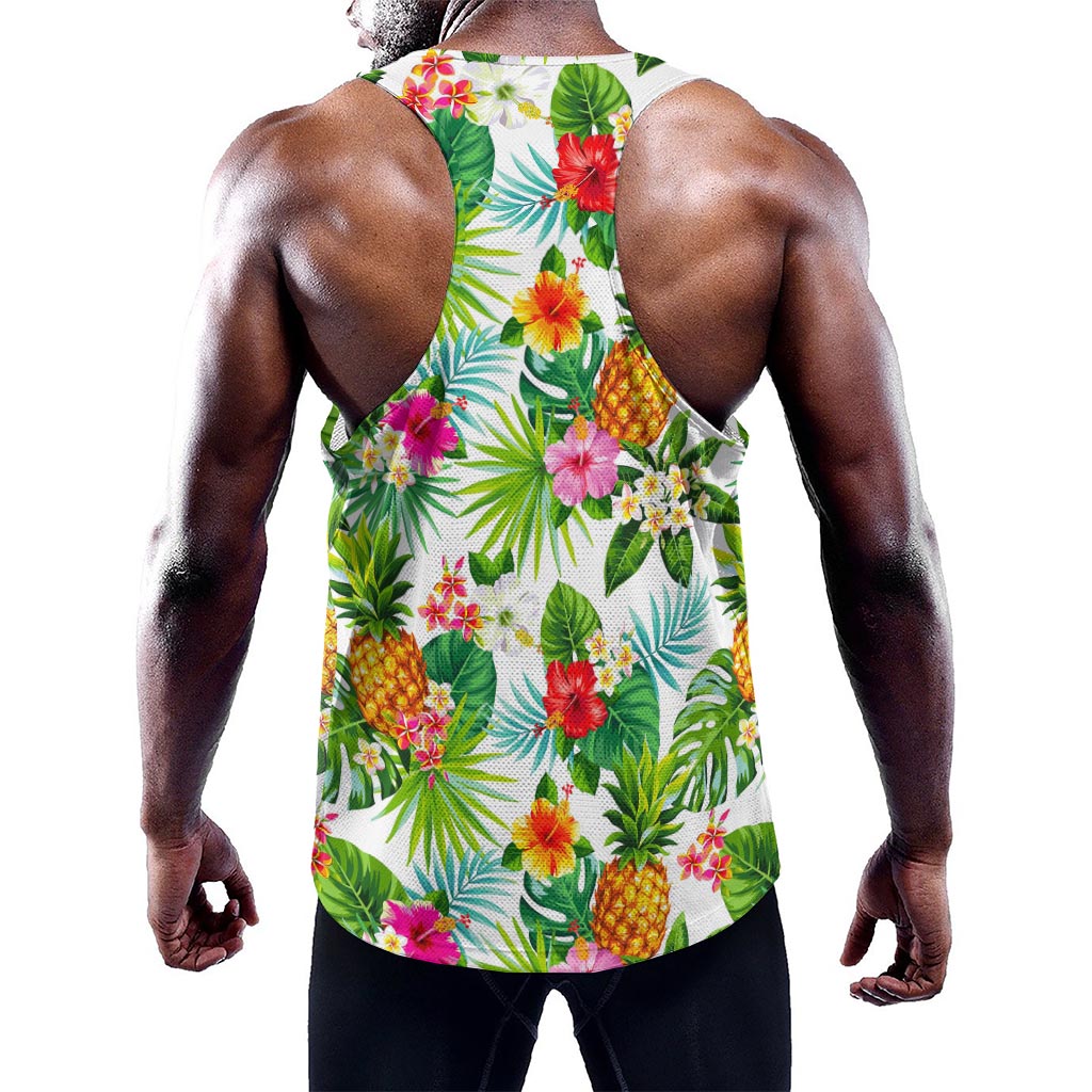Tropical Aloha Pineapple Pattern Print Training Tank Top