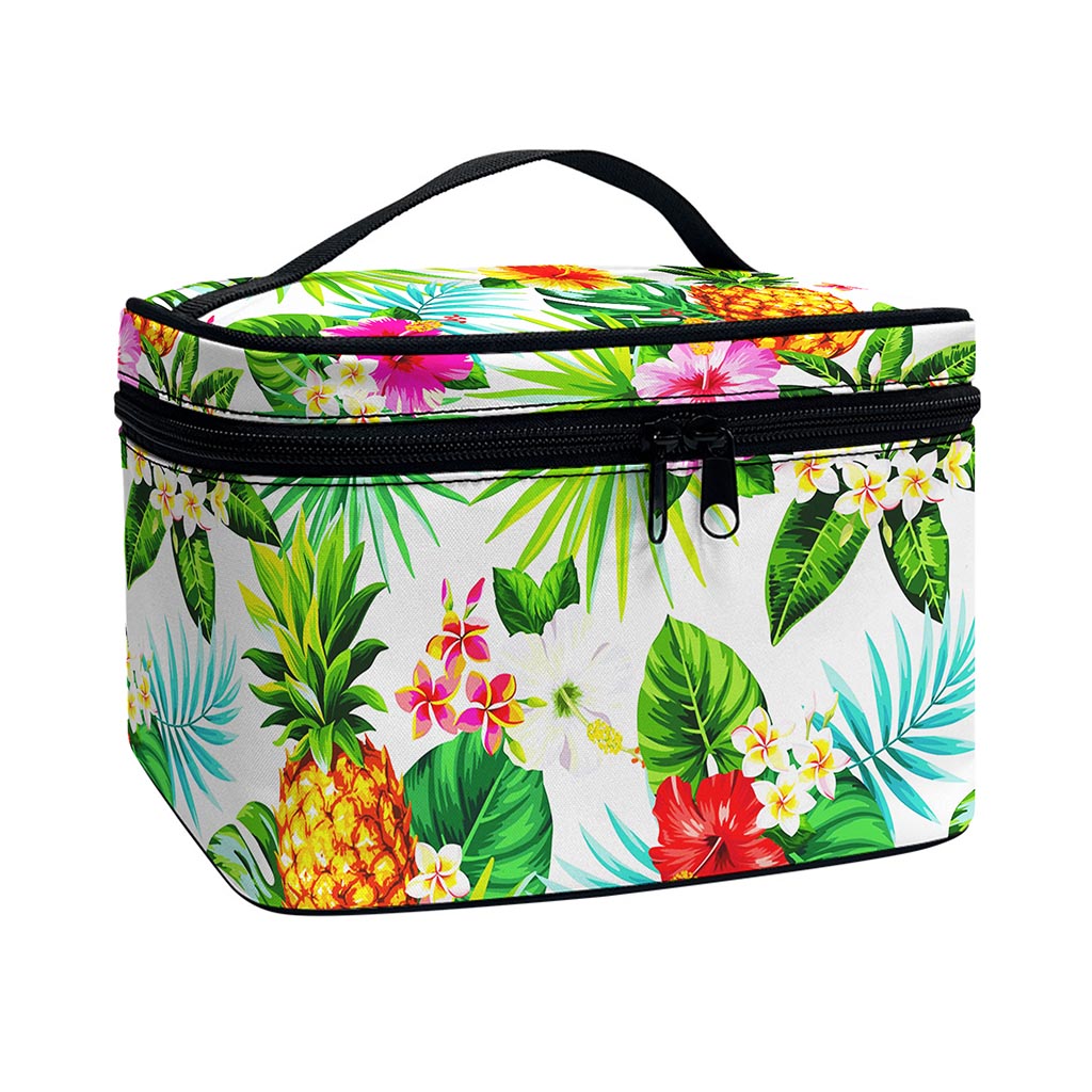 Tropical Aloha Pineapple Pattern Print Travel Makeup Bag