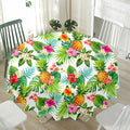 Tropical Aloha Pineapple Pattern Print Waterproof Round Tablecloth