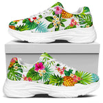Tropical Aloha Pineapple Pattern Print White Chunky Shoes